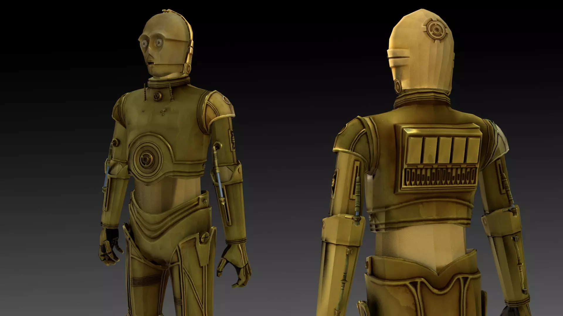 C3PO 3D Model  Humanoid AI Star Wars Low-poly 3D model_0