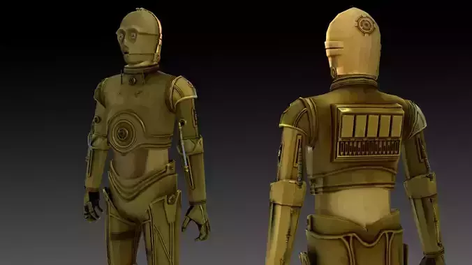 C3PO 3D Model  Humanoid AI Star Wars Low-poly 3D model