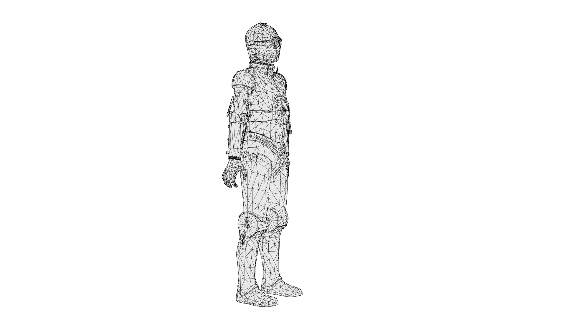 C3PO 3D Model  Humanoid AI Star Wars Low-poly 3D model_12