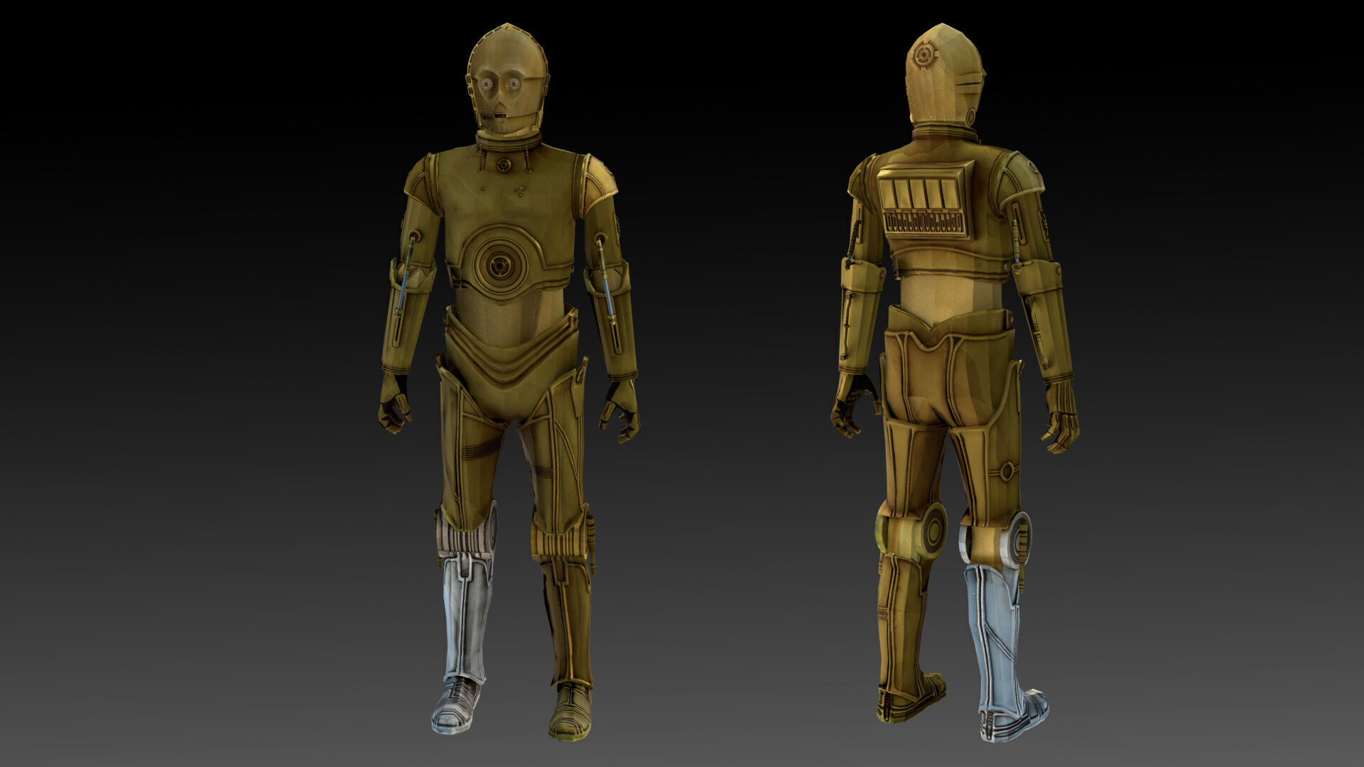 C3PO 3D Model  Humanoid AI Star Wars Low-poly 3D model_7