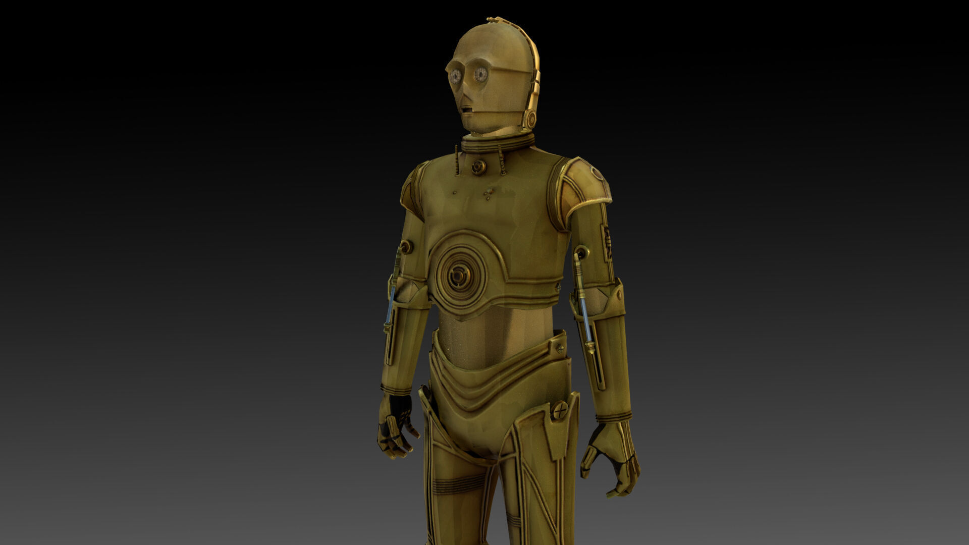 C3PO 3D Model  Humanoid AI Star Wars Low-poly 3D model_3