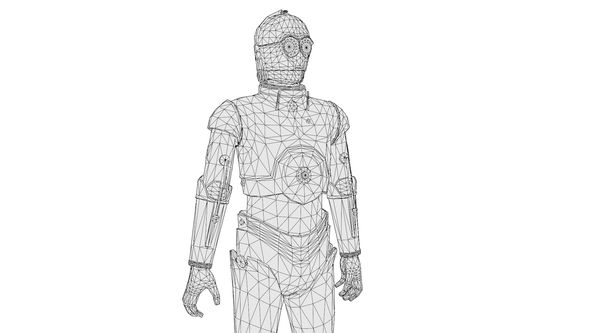 C3PO 3D Model  Humanoid AI Star Wars Low-poly 3D model_16