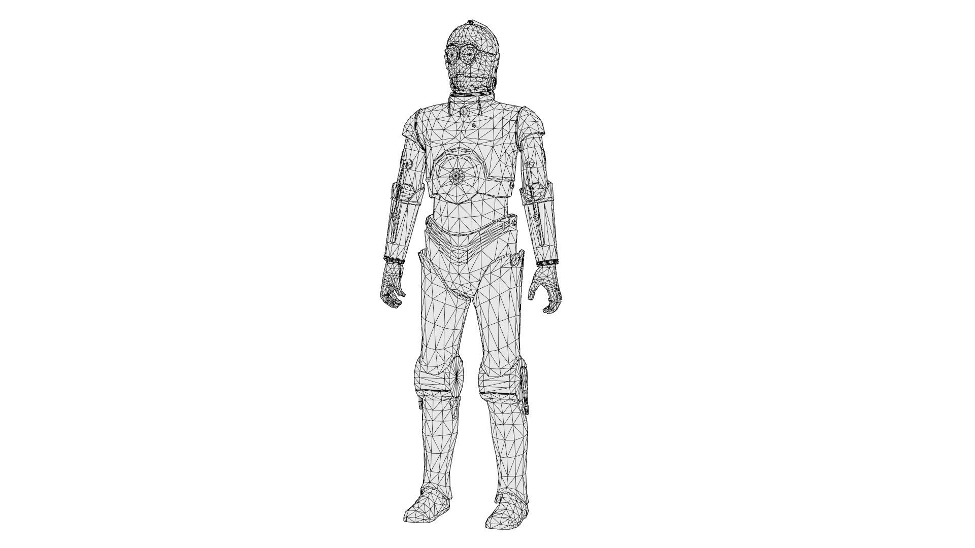 C3PO 3D Model  Humanoid AI Star Wars Low-poly 3D model_15