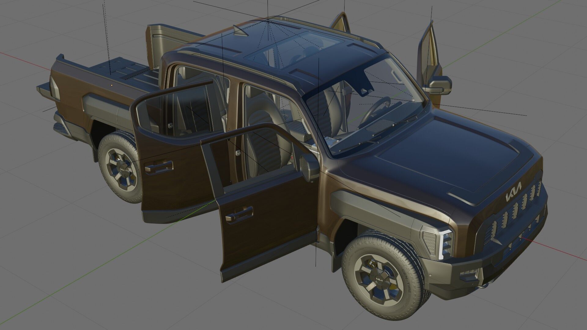 Kia Tasman 2025 with interior 3D model_28