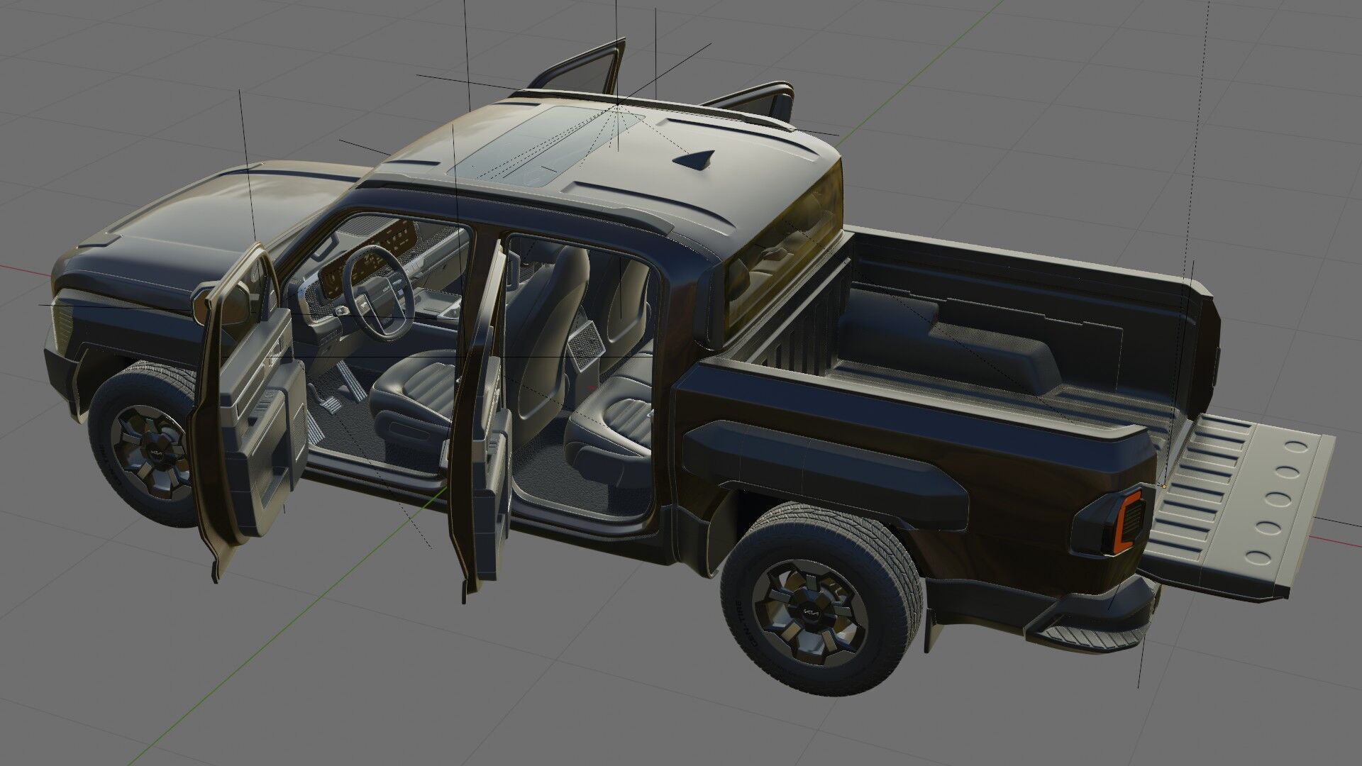 Kia Tasman 2025 with interior 3D model_25