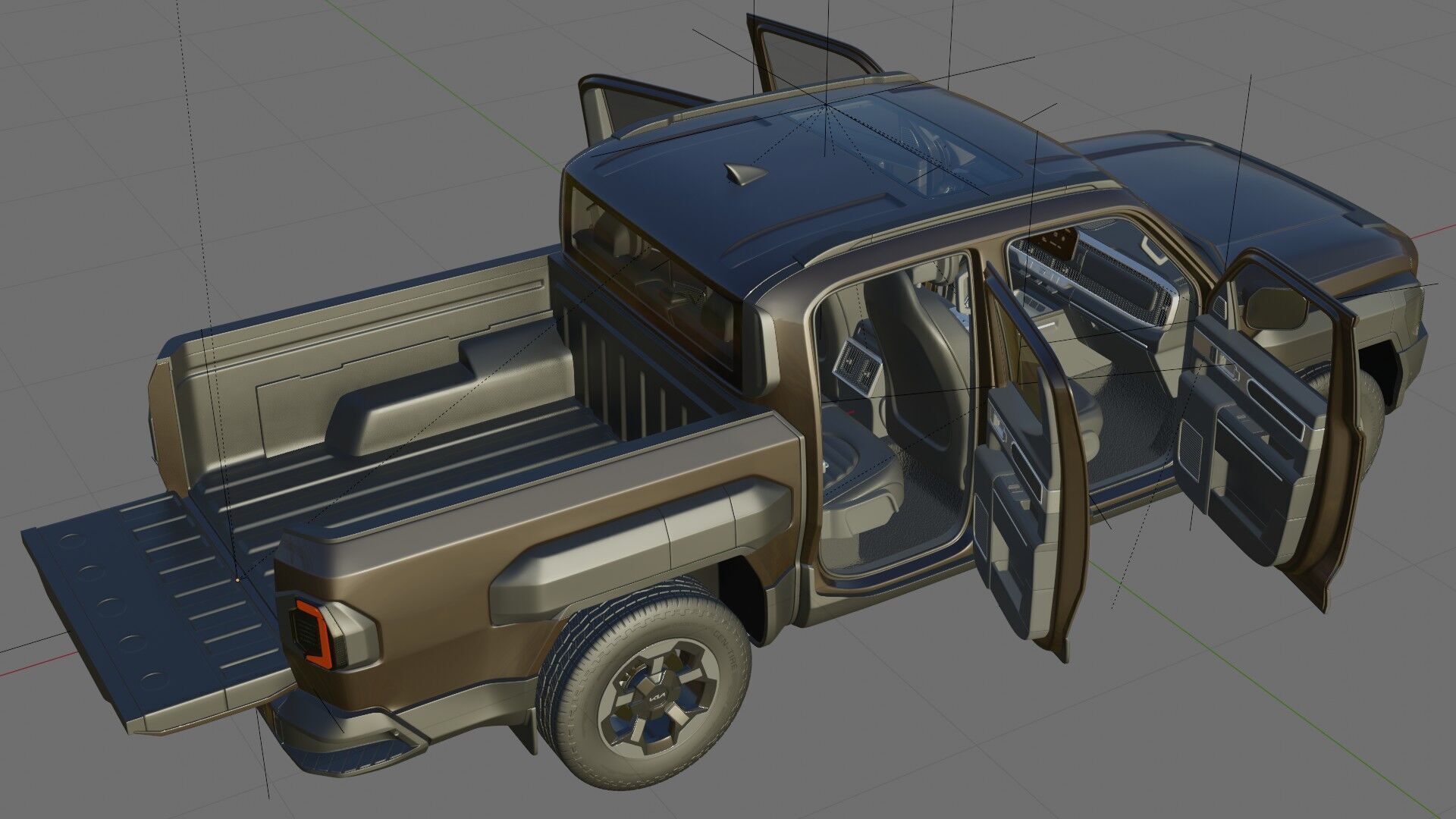 Kia Tasman 2025 with interior 3D model_26