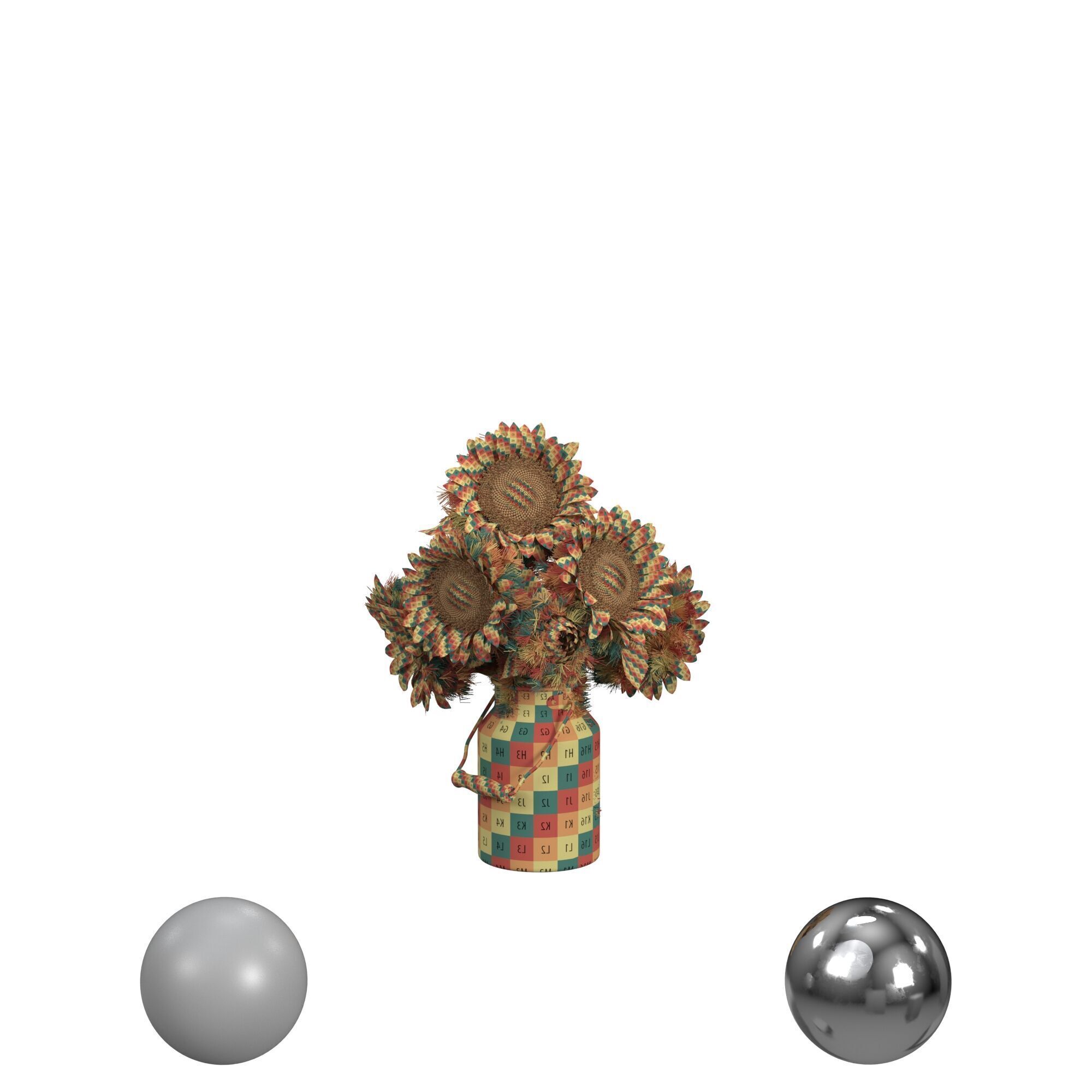 rustic sunflowers 3D model_2