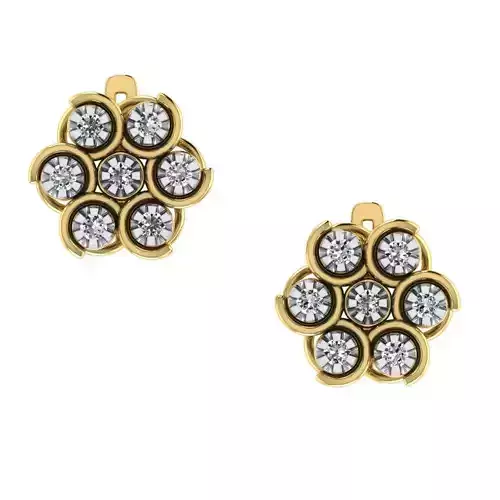 Cluster Round Diamond Earrings