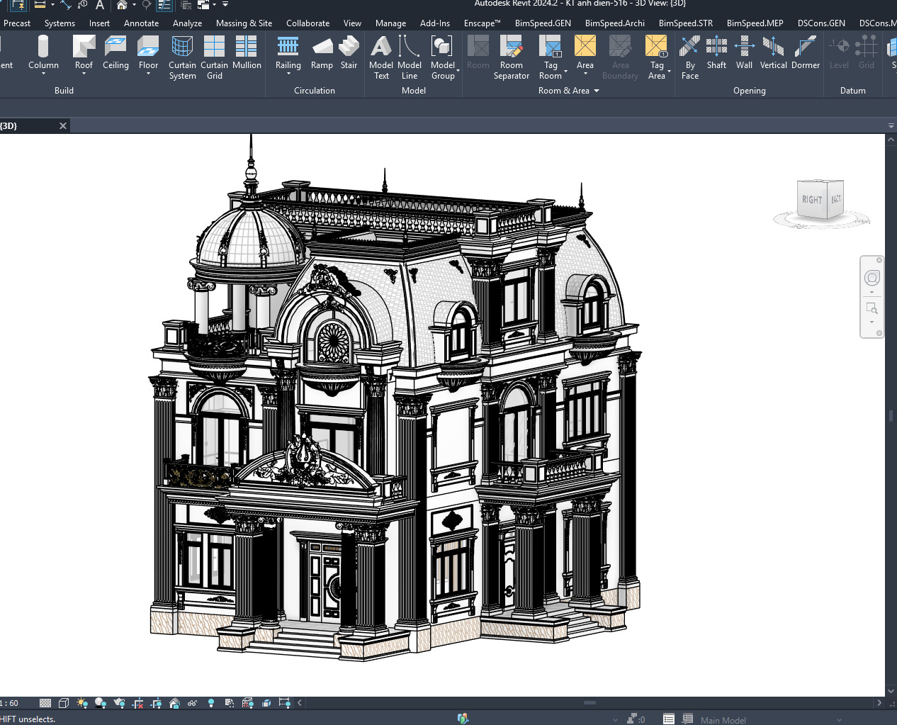 neoclassical castle revit model Low-poly 3D model Low-poly 3D model_2