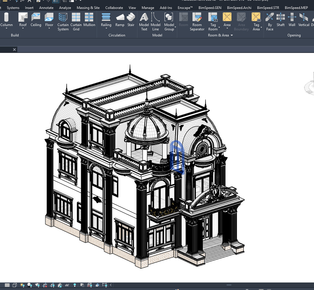 neoclassical castle revit model Low-poly 3D model Low-poly 3D model_3