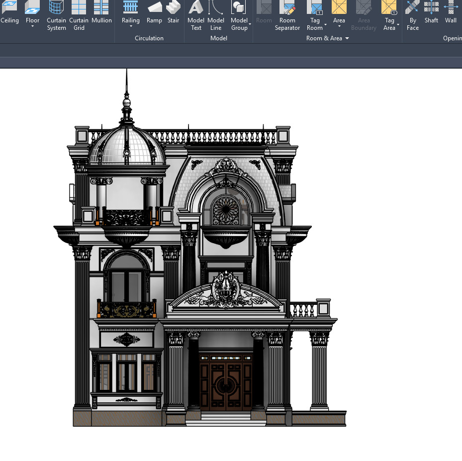 neoclassical castle revit model Low-poly 3D model Low-poly 3D model_1
