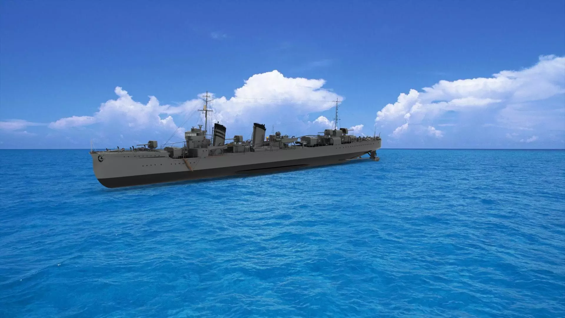 Japanese destroyer Kikuzuki 3D model_0