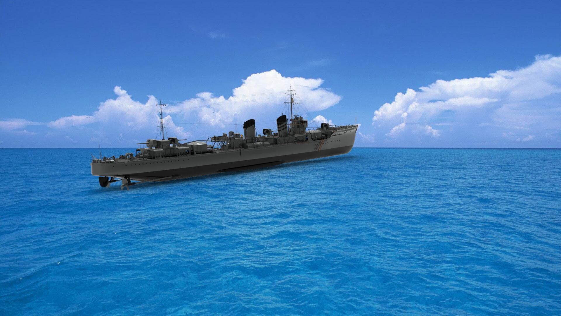 Japanese destroyer Kikuzuki 3D model_1