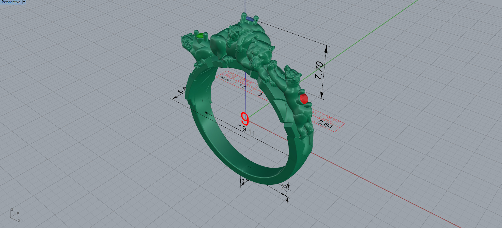 bear ring 3D print model_3