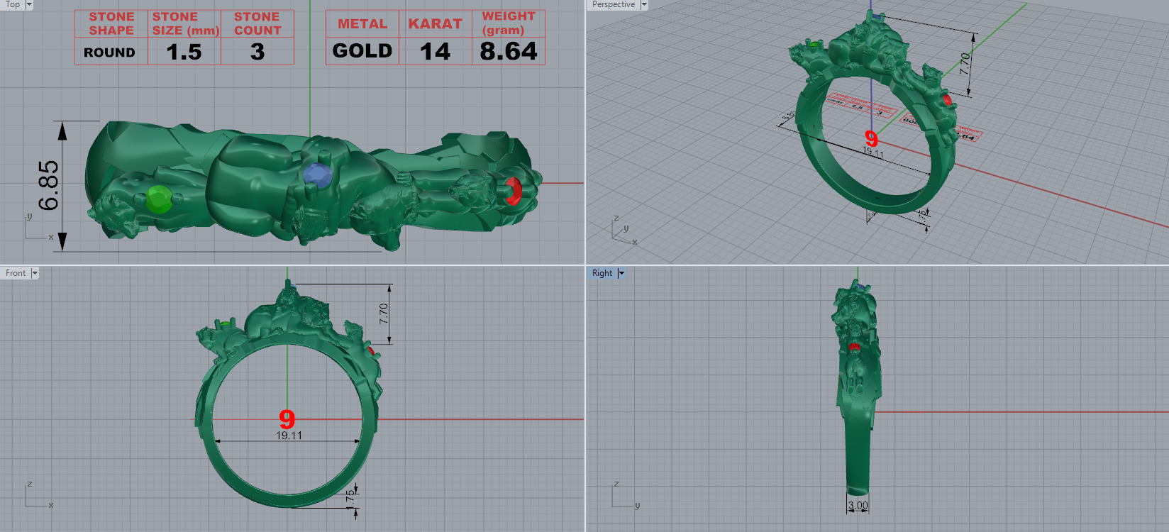 bear ring 3D print model_4