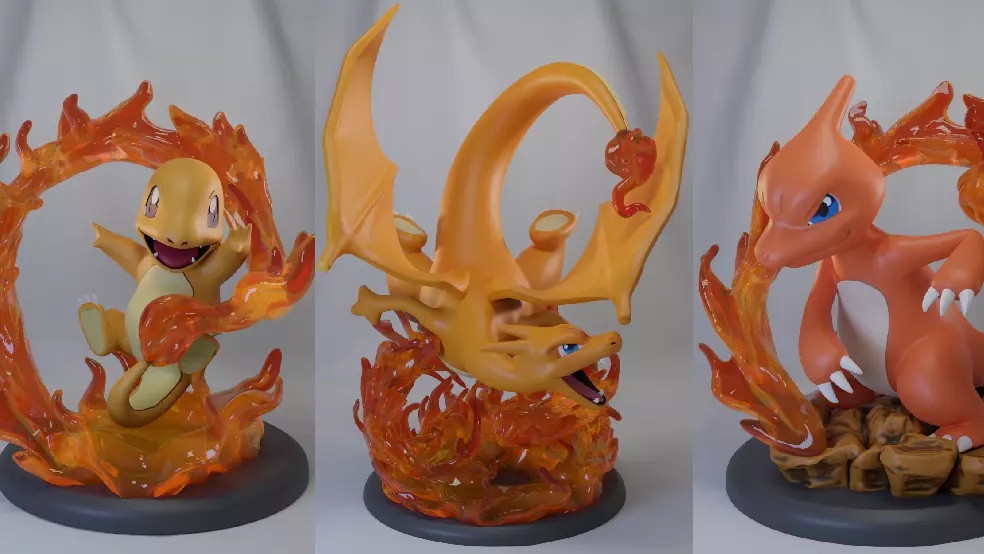 Charmander Charmaleon Charizard Pack 3D print model_0
