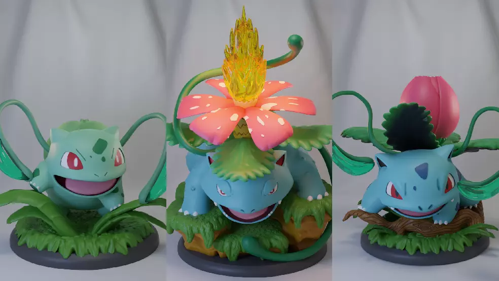 Bulbasaur Ivysaur Venusaur Pack 3D print model_0