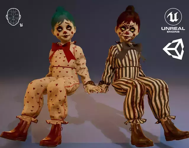 Clown Doll G1 Game-Ready