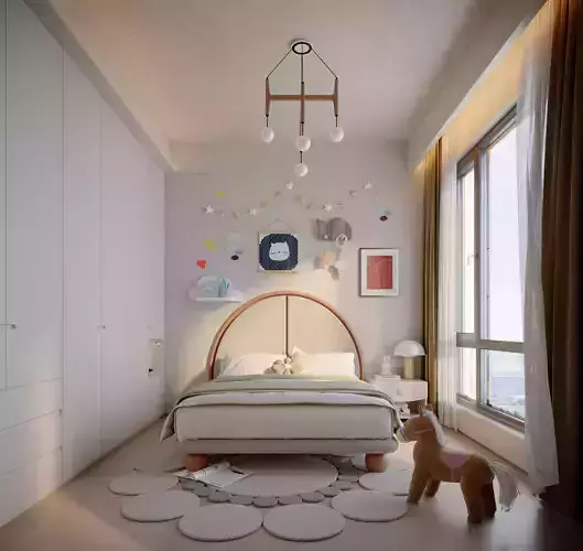 Modern cartoon childrens room 3D model