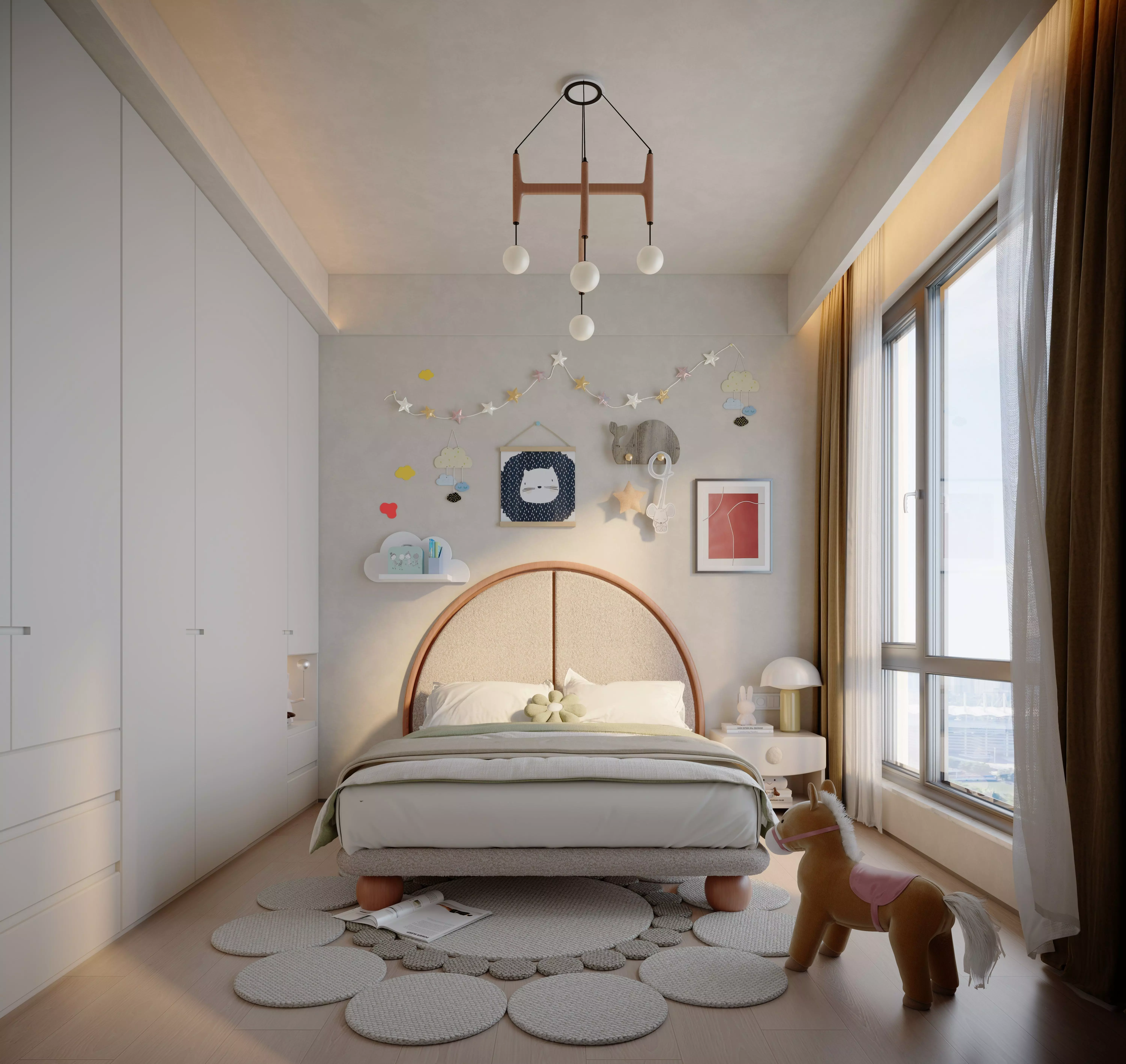 Modern cartoon childrens room 3D model_0