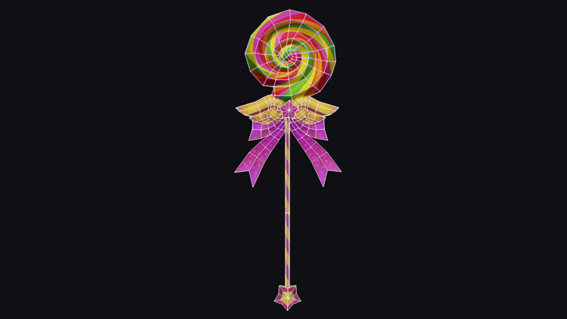 Wand Lollipop Magical Candy Wizard Scepter Weapon Stick Low-poly 3D model_14