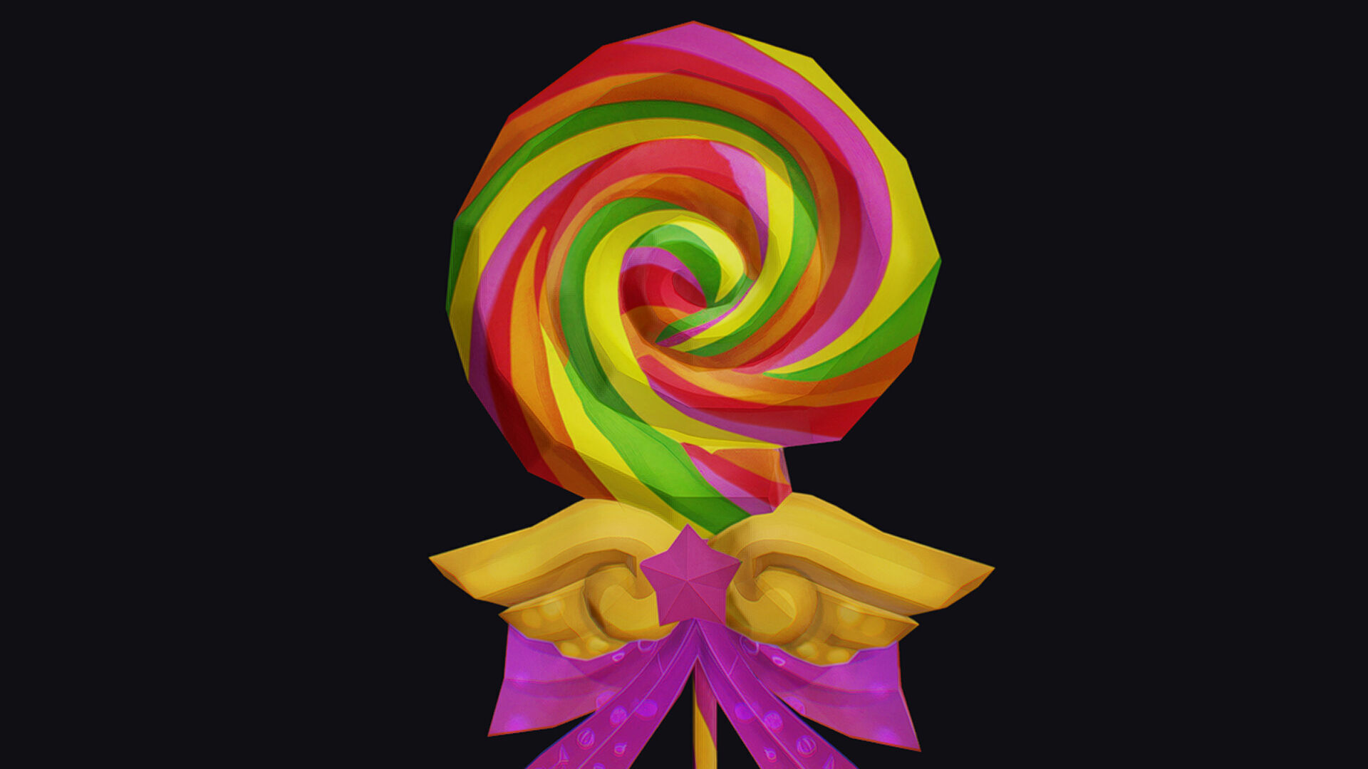 Wand Lollipop Magical Candy Wizard Scepter Weapon Stick Low-poly 3D model_10