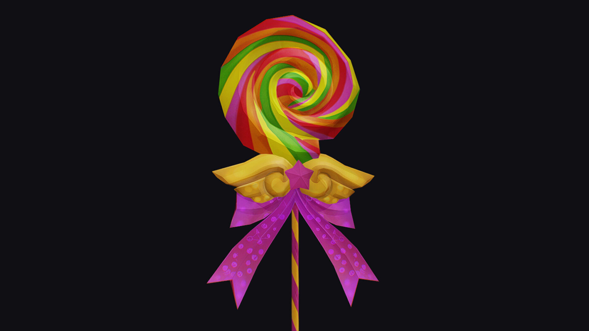 Wand Lollipop Magical Candy Wizard Scepter Weapon Stick Low-poly 3D model_6