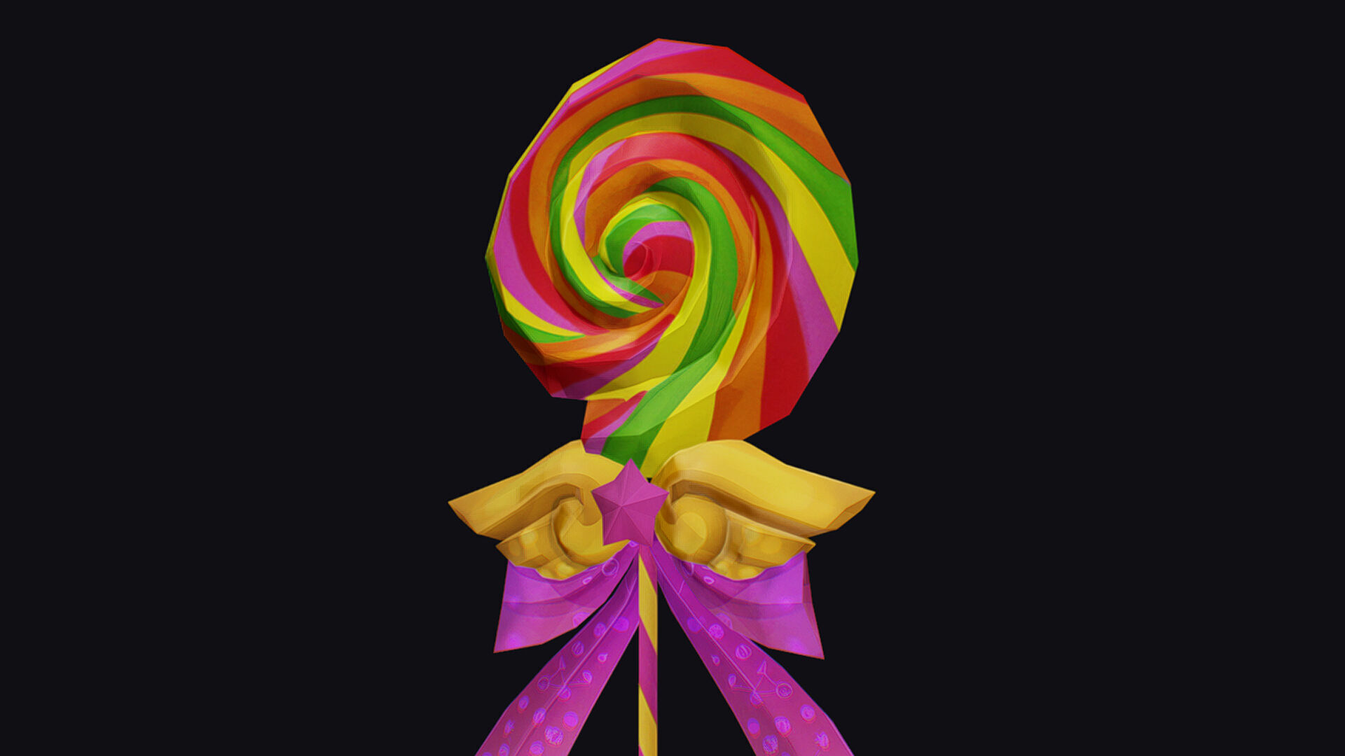 Wand Lollipop Magical Candy Wizard Scepter Weapon Stick Low-poly 3D model_11