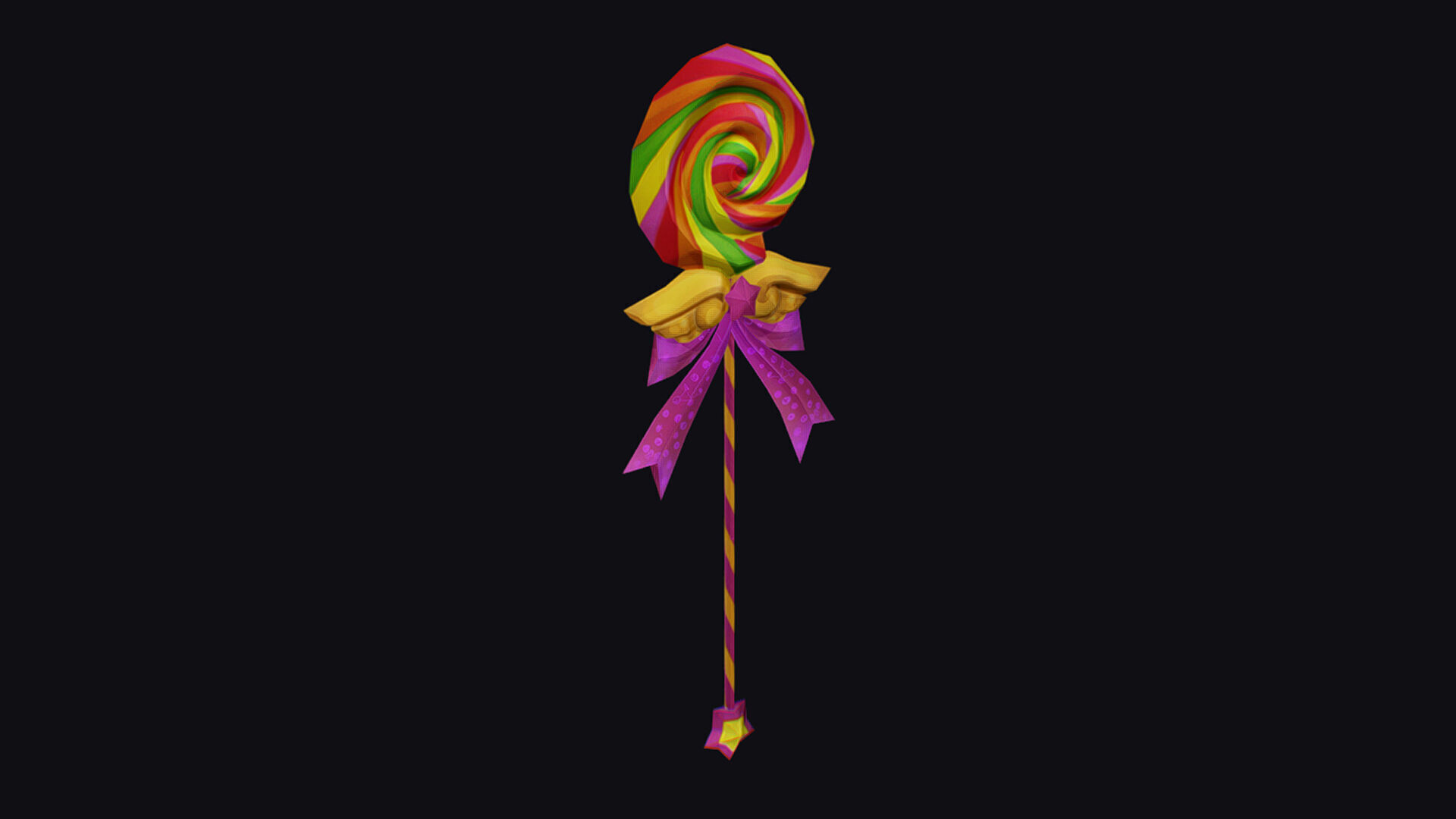 Wand Lollipop Magical Candy Wizard Scepter Weapon Stick Low-poly 3D model_2