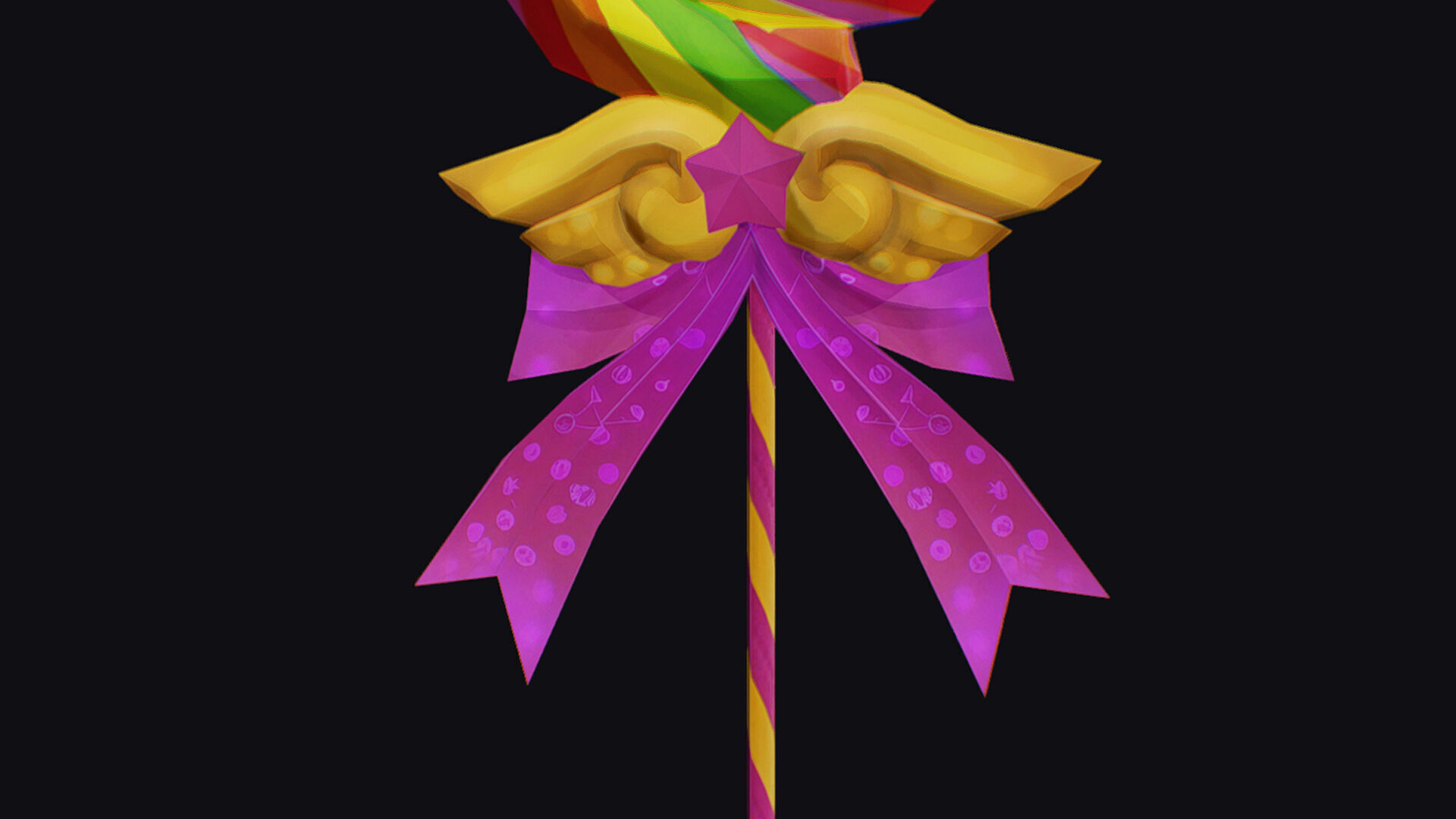 Wand Lollipop Magical Candy Wizard Scepter Weapon Stick Low-poly 3D model_9