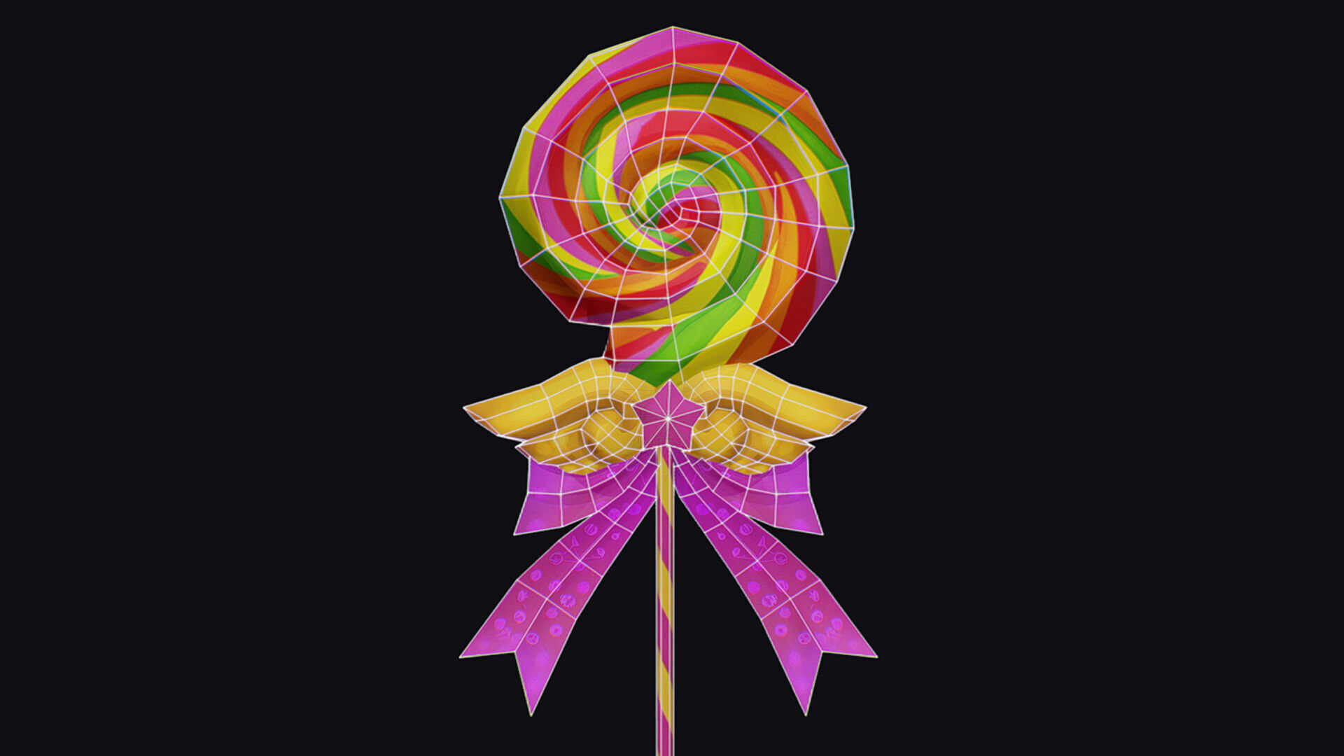 Wand Lollipop Magical Candy Wizard Scepter Weapon Stick Low-poly 3D model_12