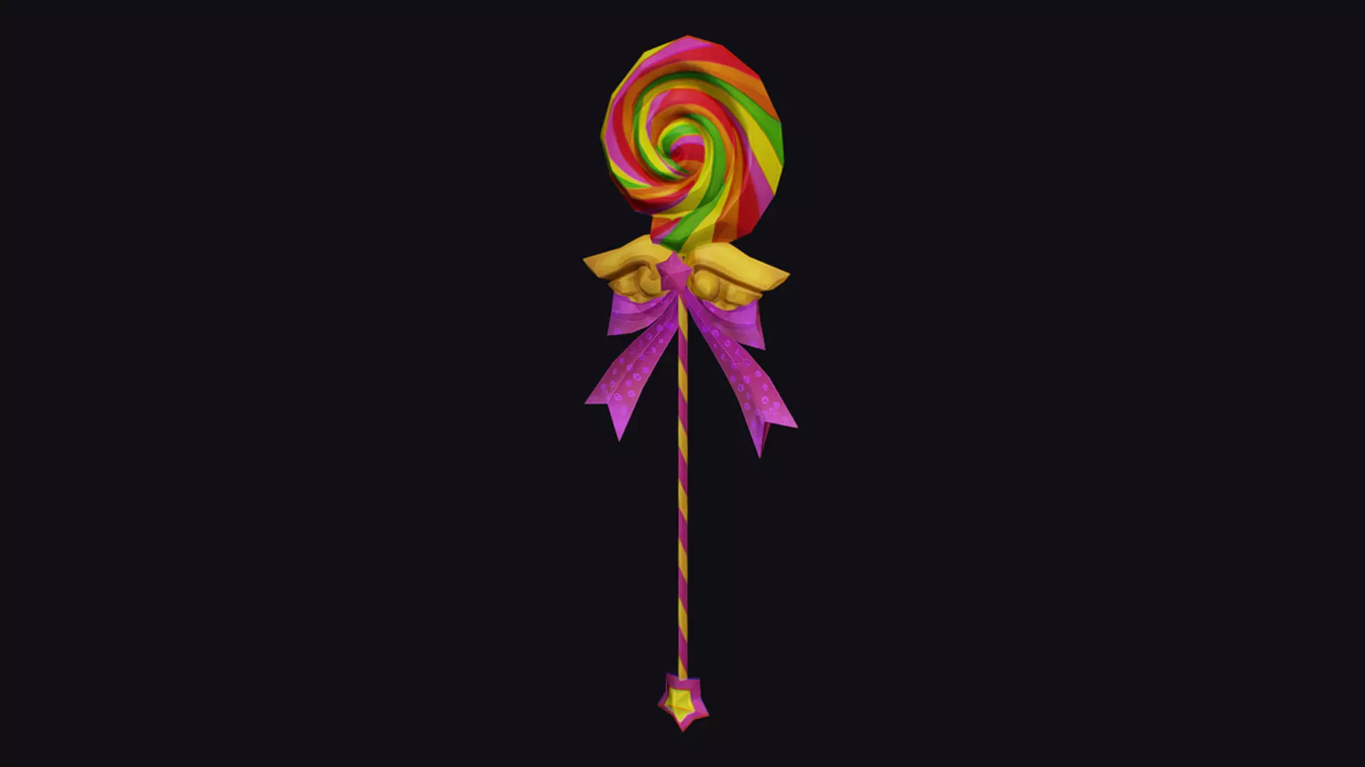 Wand Lollipop Magical Candy Wizard Scepter Weapon Stick Low-poly 3D model_0