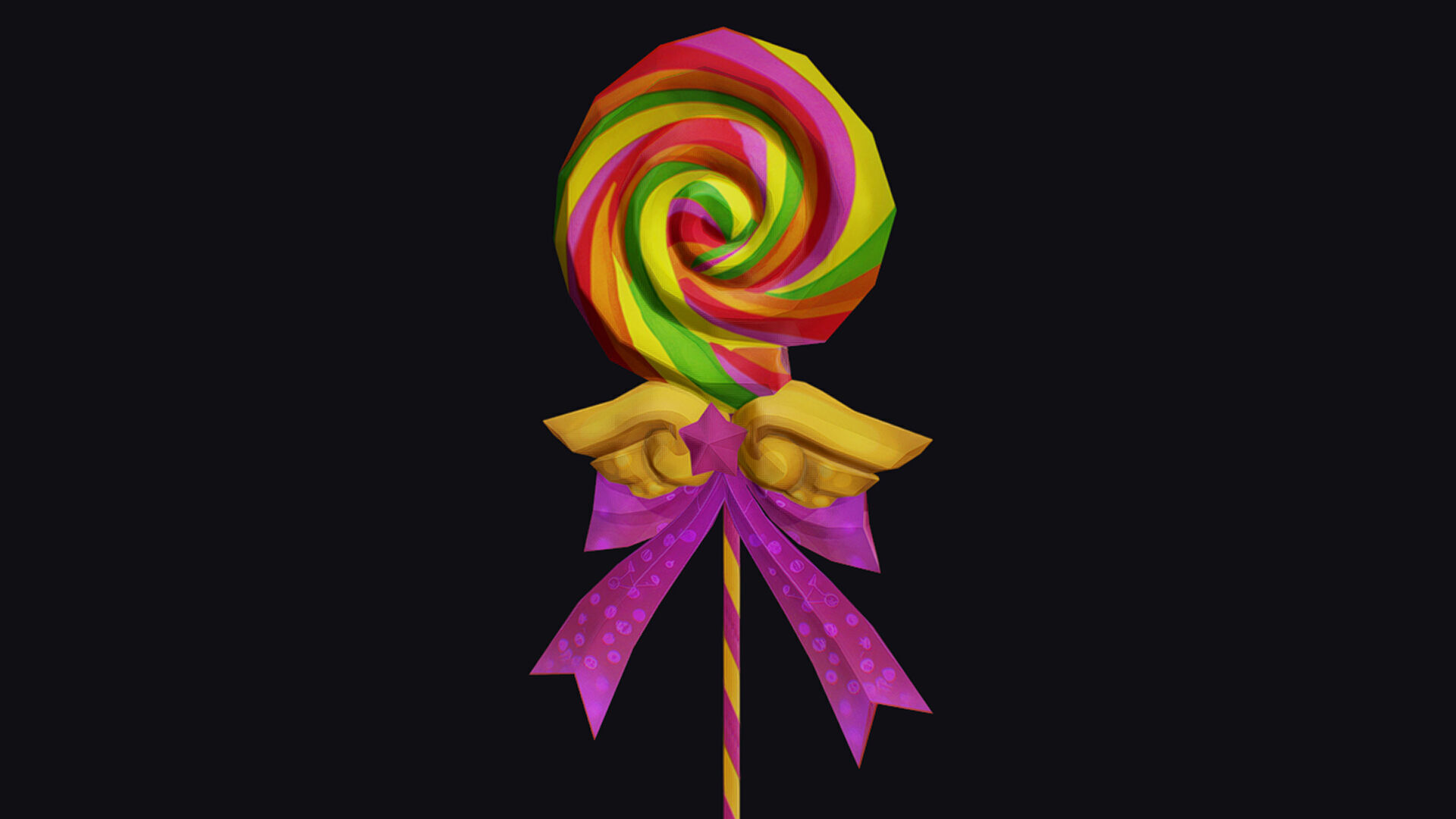 Wand Lollipop Magical Candy Wizard Scepter Weapon Stick Low-poly 3D model_7