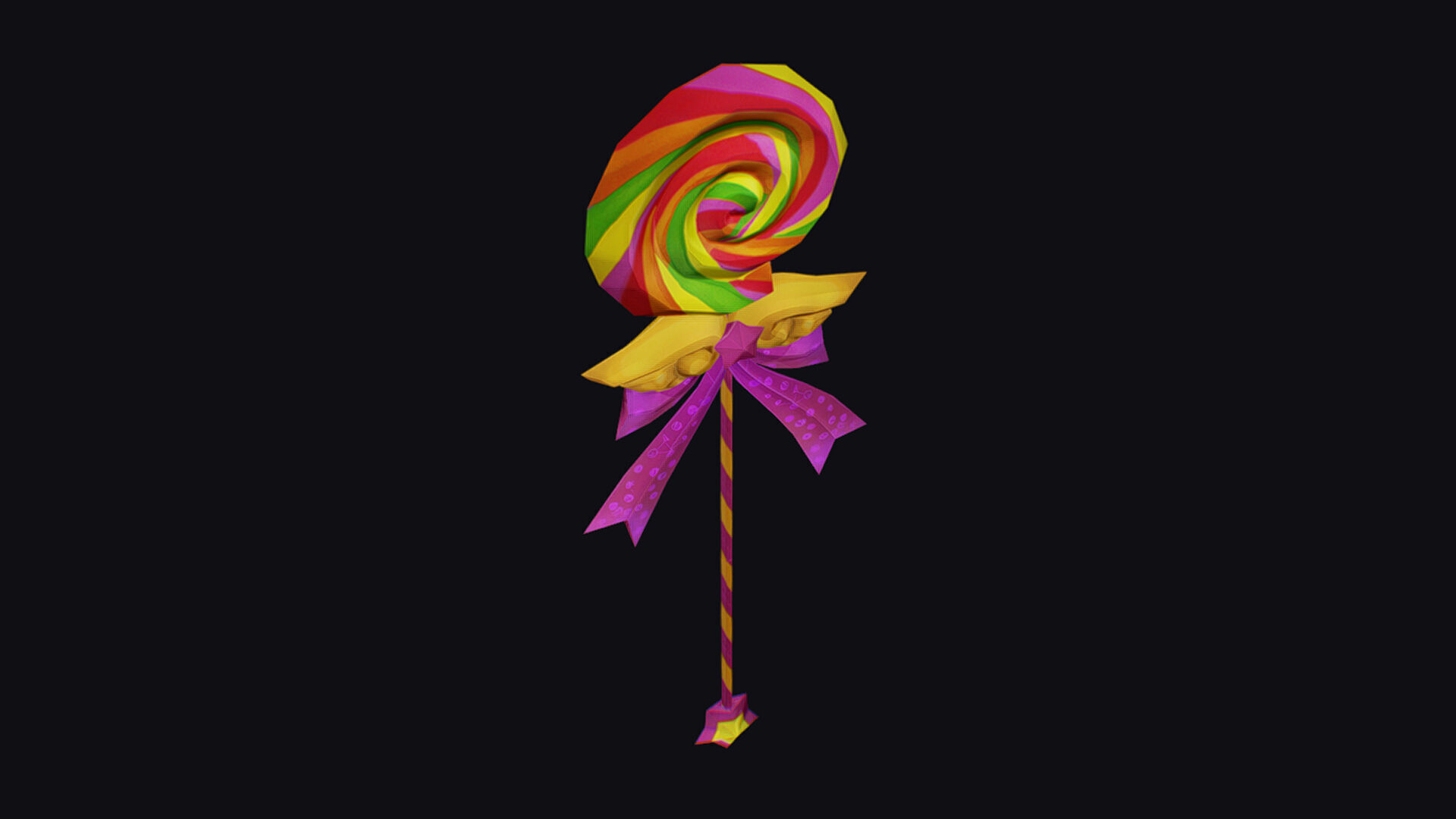 Wand Lollipop Magical Candy Wizard Scepter Weapon Stick Low-poly 3D model_3