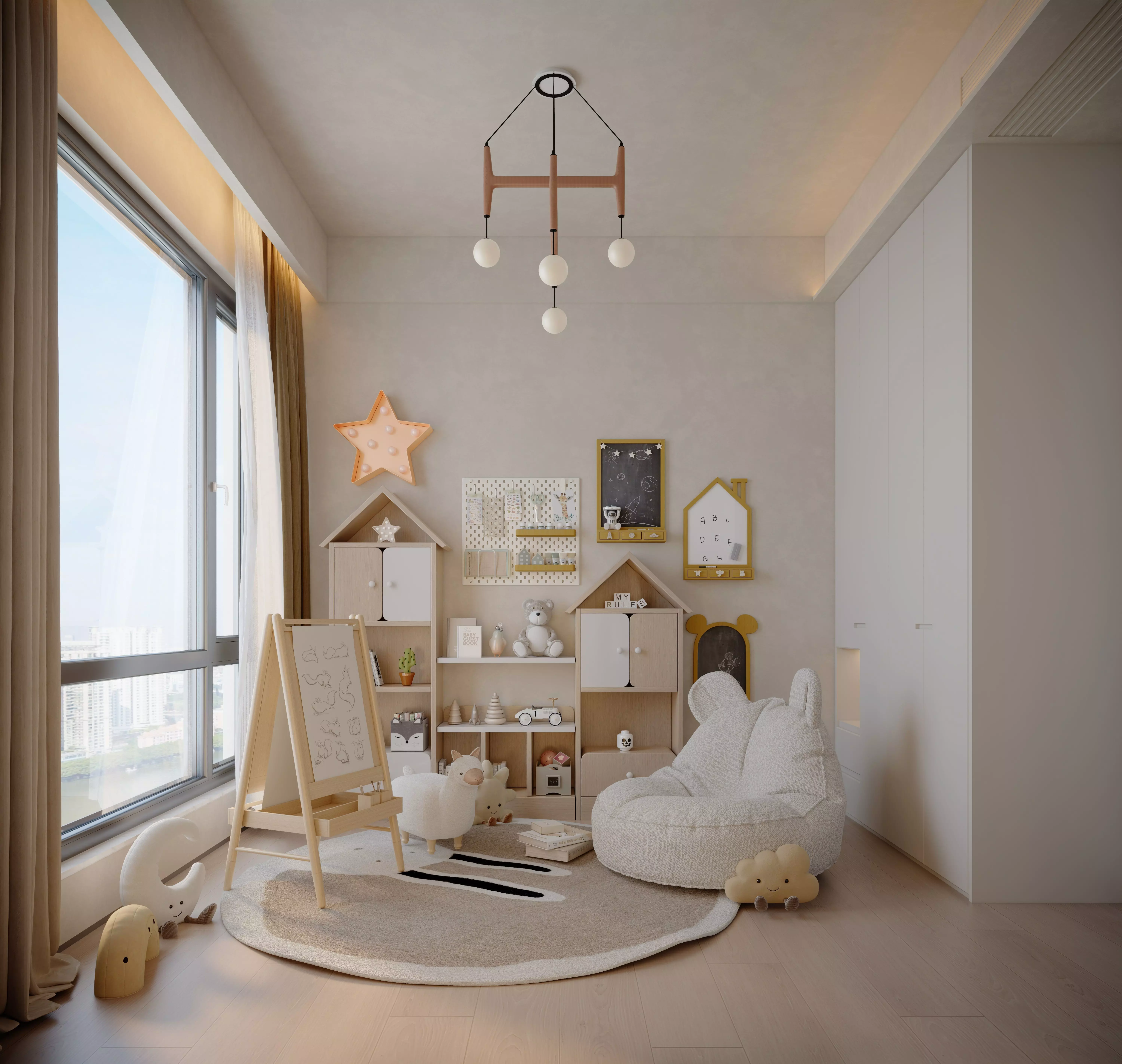 Modern children entertainment area 3D model_0