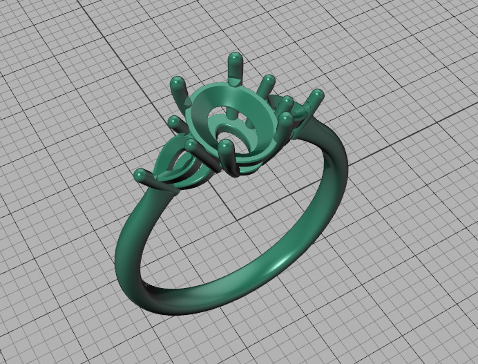 3 Stone Engagement Ring 1ct Gem 8x6 Oval Stone  3D print model_41