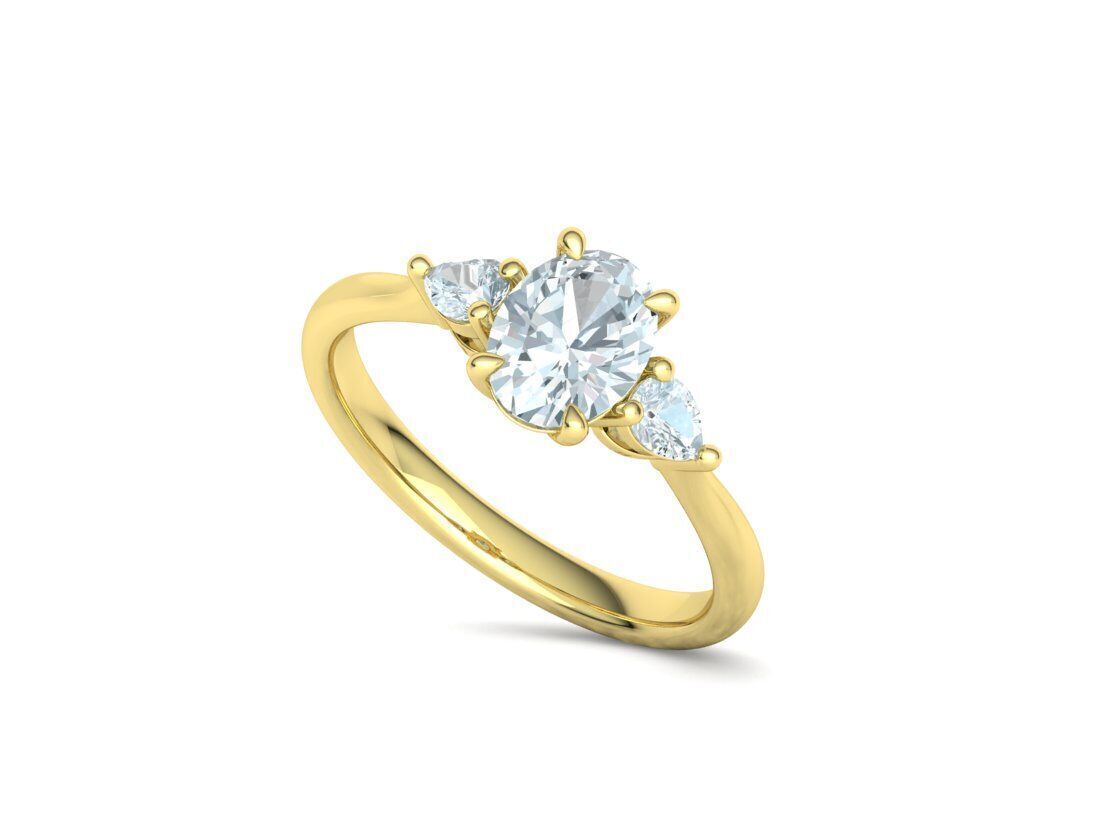 3 Stone Engagement Ring 1ct Gem 8x6 Oval Stone  3D print model_34