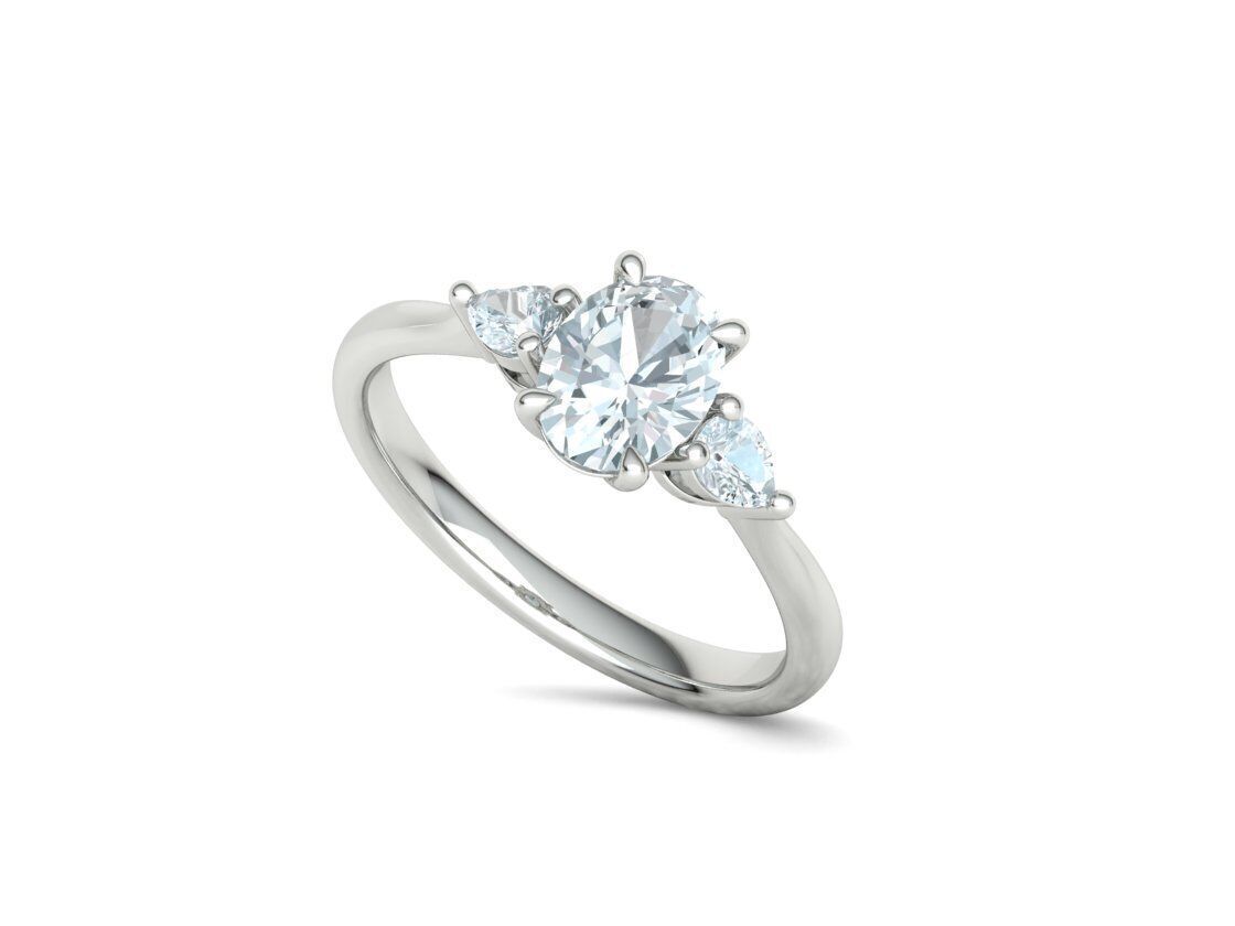 3 Stone Engagement Ring 1ct Gem 8x6 Oval Stone  3D print model_35