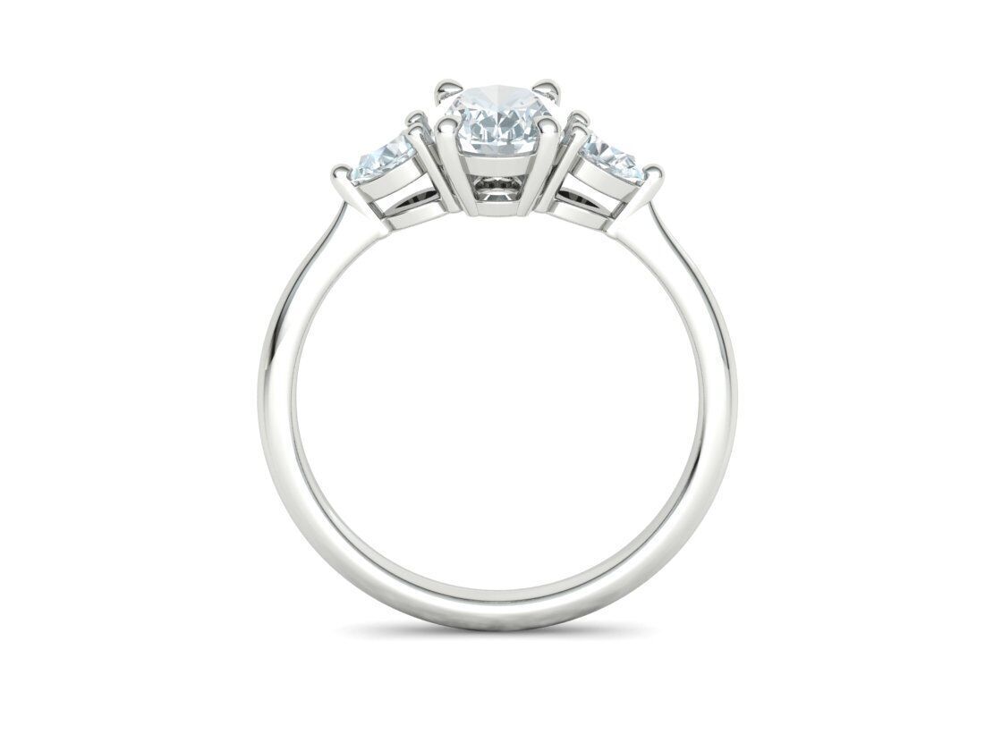 3 Stone Engagement Ring 1ct Gem 8x6 Oval Stone  3D print model_20