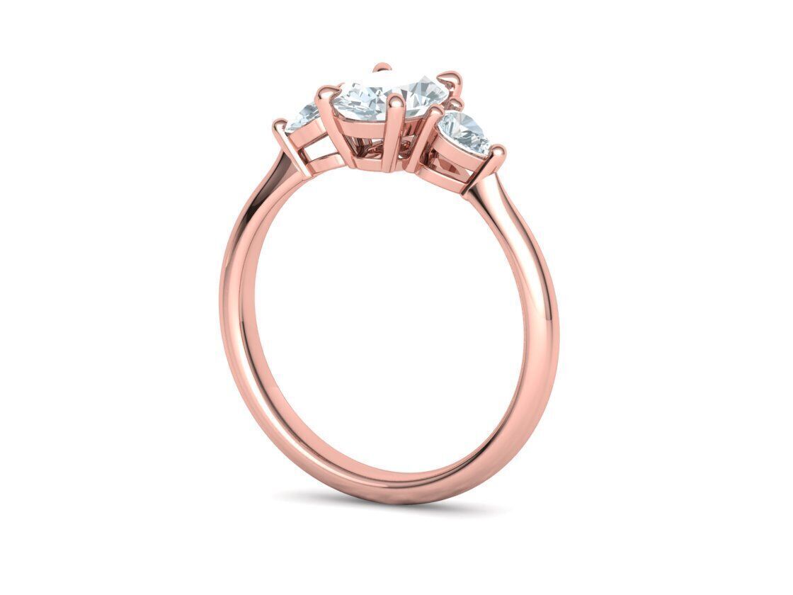 3 Stone Engagement Ring 1ct Gem 8x6 Oval Stone  3D print model_21