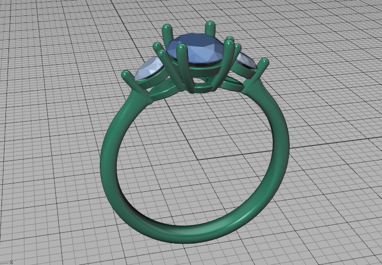 3 Stone Engagement Ring 1ct Gem 8x6 Oval Stone  3D print model_37