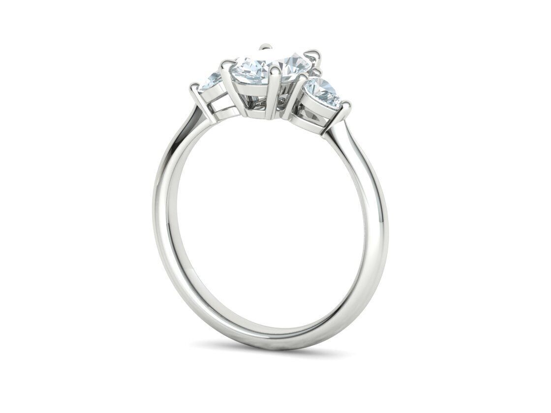 3 Stone Engagement Ring 1ct Gem 8x6 Oval Stone  3D print model_23