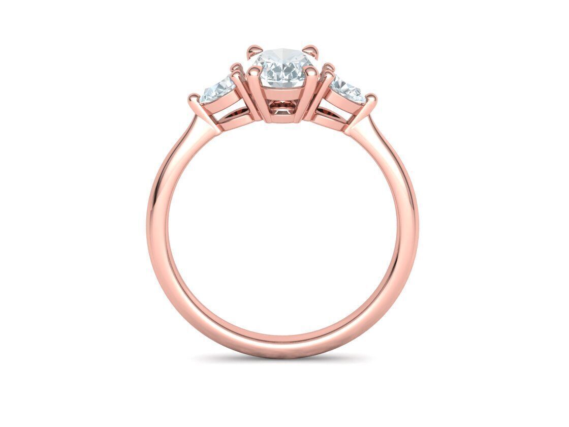 3 Stone Engagement Ring 1ct Gem 8x6 Oval Stone  3D print model_18