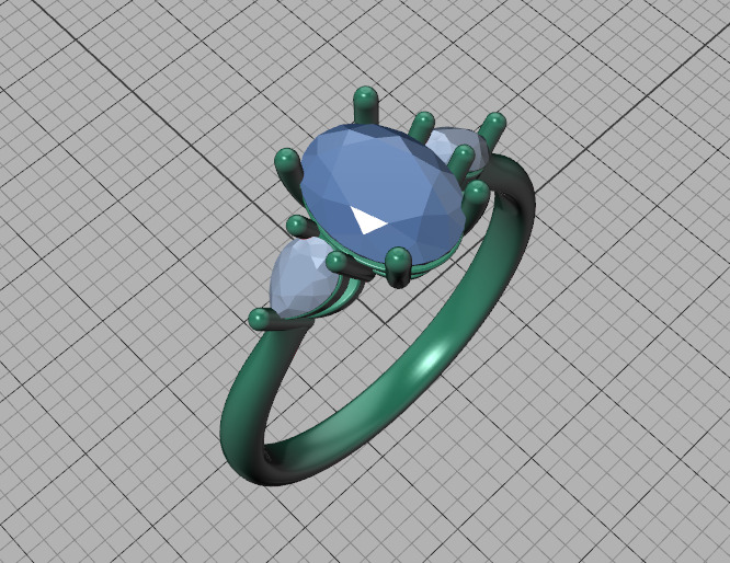 3 Stone Engagement Ring 1ct Gem 8x6 Oval Stone  3D print model_42