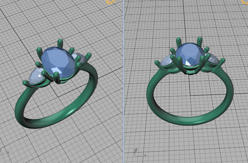 3 Stone Engagement Ring 1ct Gem 8x6 Oval Stone  3D print model_36