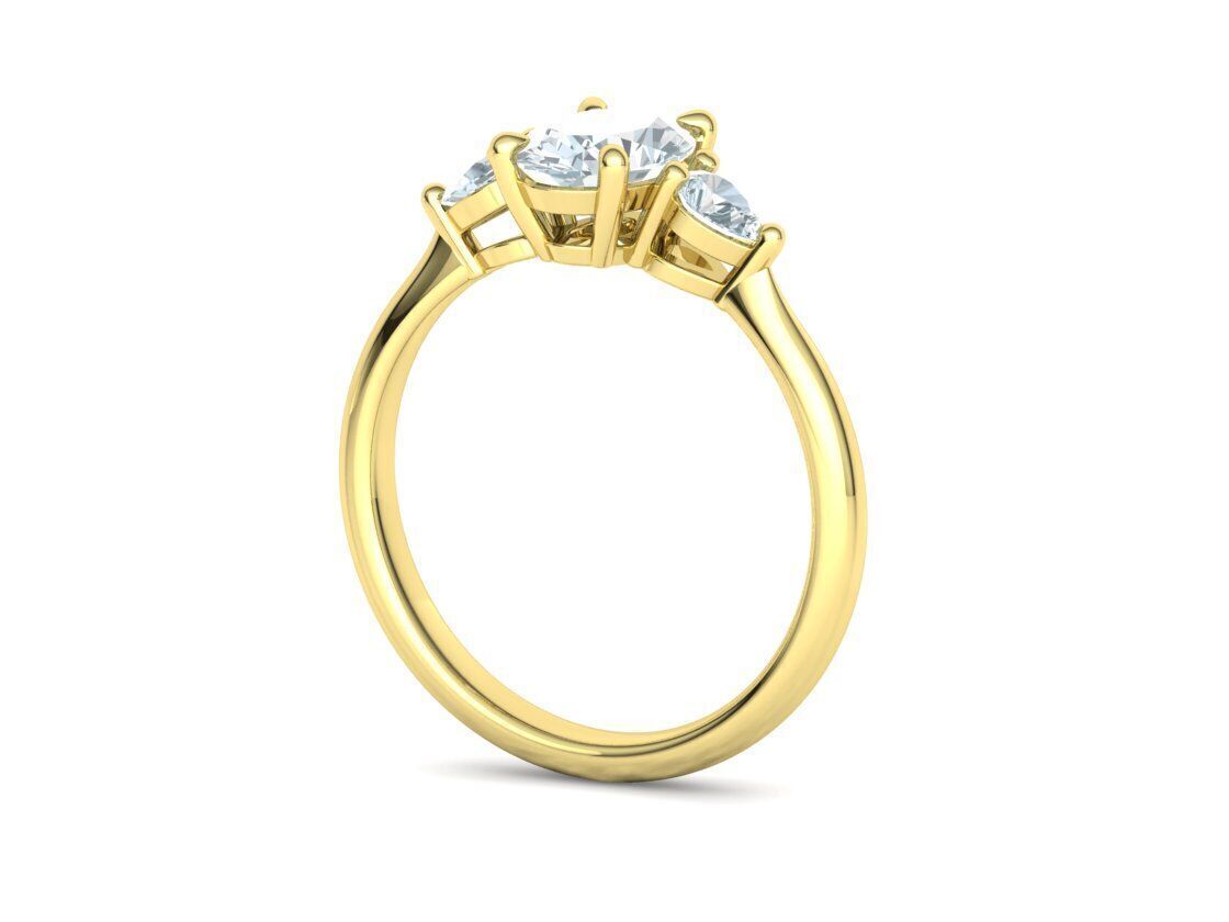 3 Stone Engagement Ring 1ct Gem 8x6 Oval Stone  3D print model_22