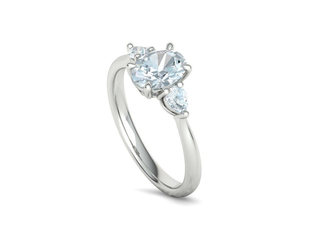 3 Stone Engagement Ring 1ct Gem 8x6 Oval Stone  3D print model_32