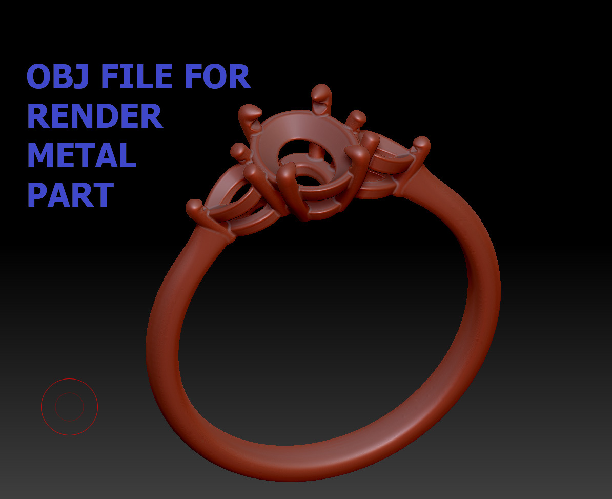 3 Stone Engagement Ring 1ct Gem 8x6 Oval Stone  3D print model_10