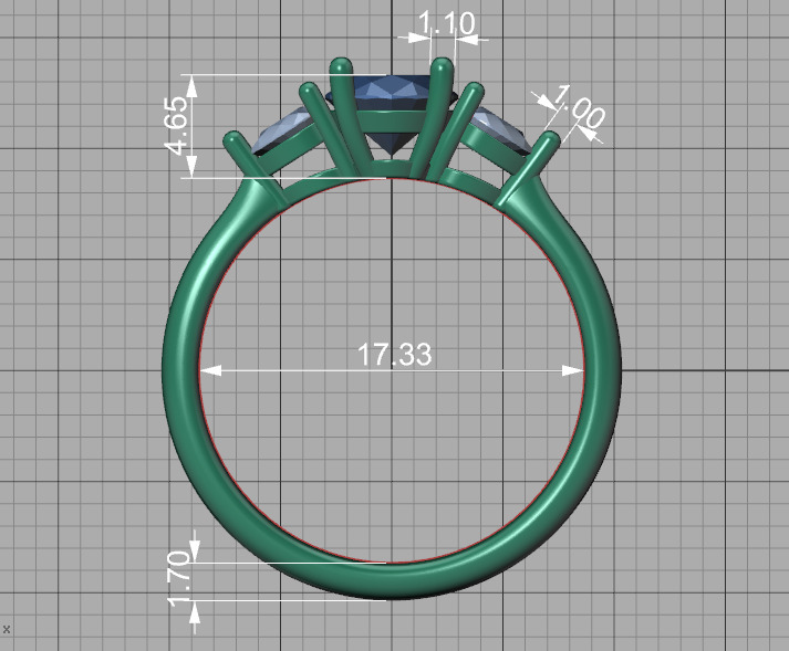 3 Stone Engagement Ring 1ct Gem 8x6 Oval Stone  3D print model_7