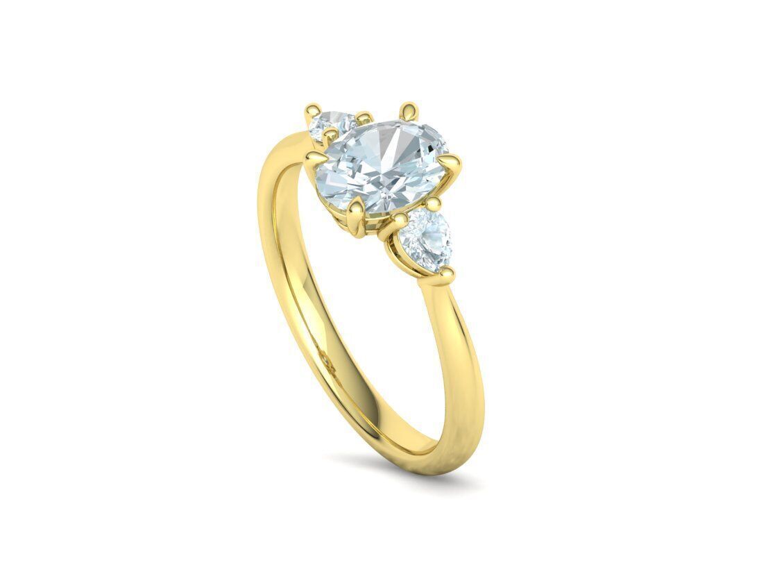 3 Stone Engagement Ring 1ct Gem 8x6 Oval Stone  3D print model_31